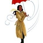 Frau in Regenmantel (Microsoft ClipArt)